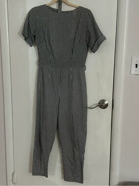 Vintage 1950s Black & White Gingham Jumpsuit